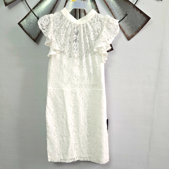 Lulu's Ivory Lace Dress with Ruffle Sleeves - Picture 1 of 4